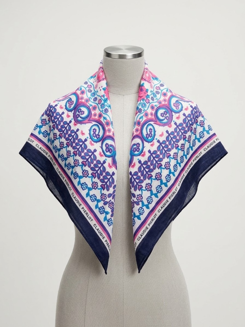 Claudie Pierlot Pink & Blue Floral Square Scarf